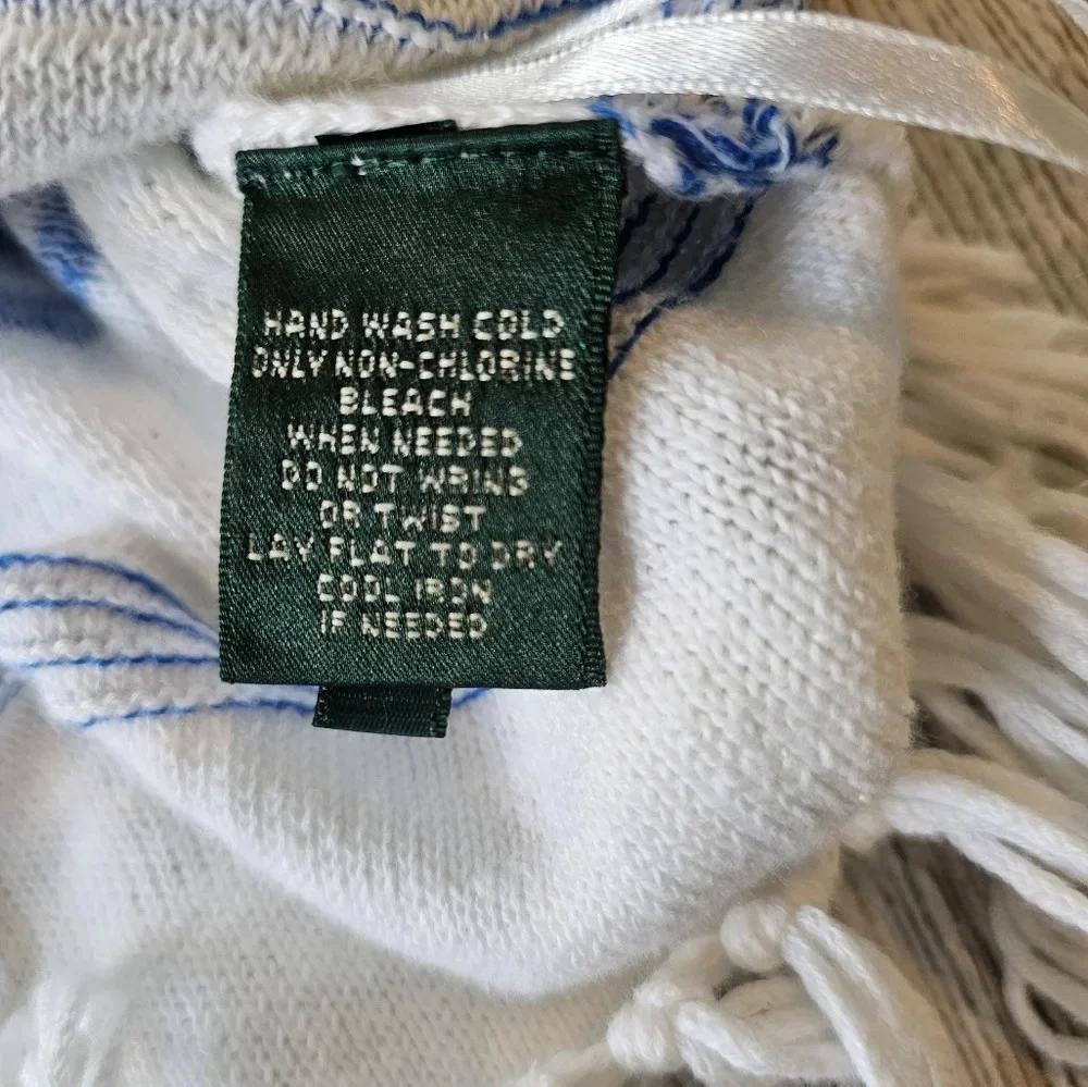 Lauren Jeans Co Ralph Lauren •Size Small• White Blue Striped Linen Cotton Blend - Picture 5 of 7